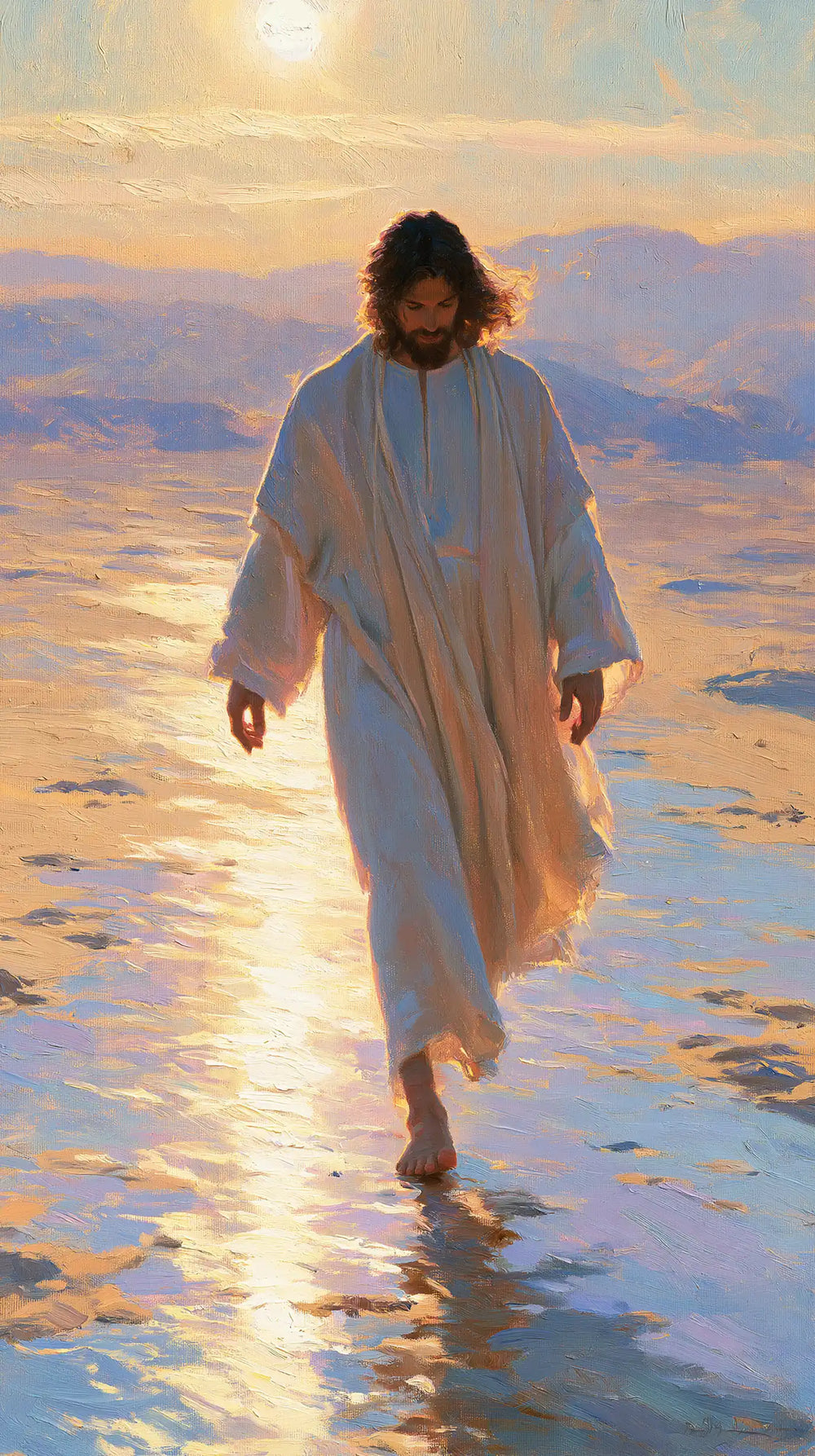 Jesus in the desert during the temptation in Impressionist style, portrait Christian artwork no. 15