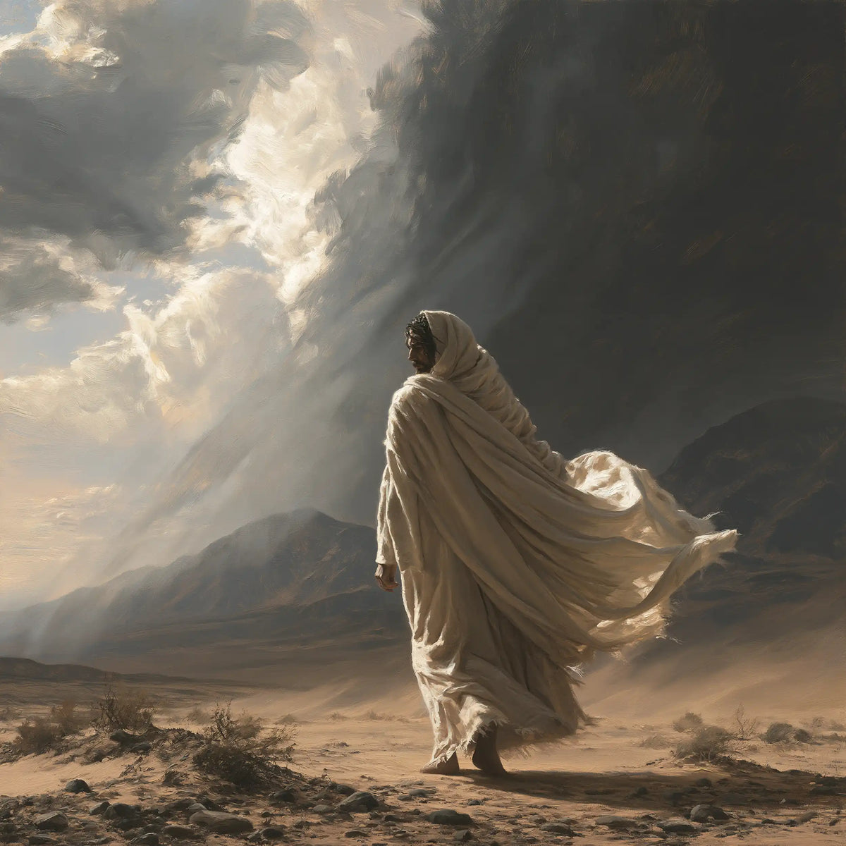 Jesus in the Desert — Toward Daylight between the Clouds