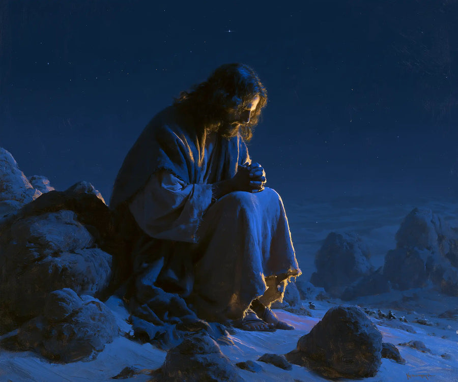Jesus in the Desert - Midnight Blue Chiaroscuro · Landscape n° 1