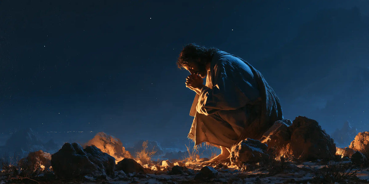 Jesus in the Desert — Prayer above the Ground’s Soft Glow