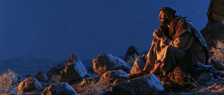 Jesus in the Desert - Midnight Blue Chiaroscuro · Landscape n° 24