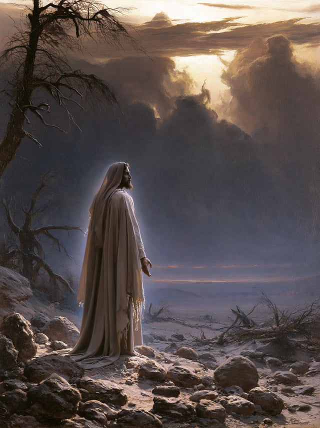 Jesus in the Desert — The Profile Turned toward the Copper Clouds