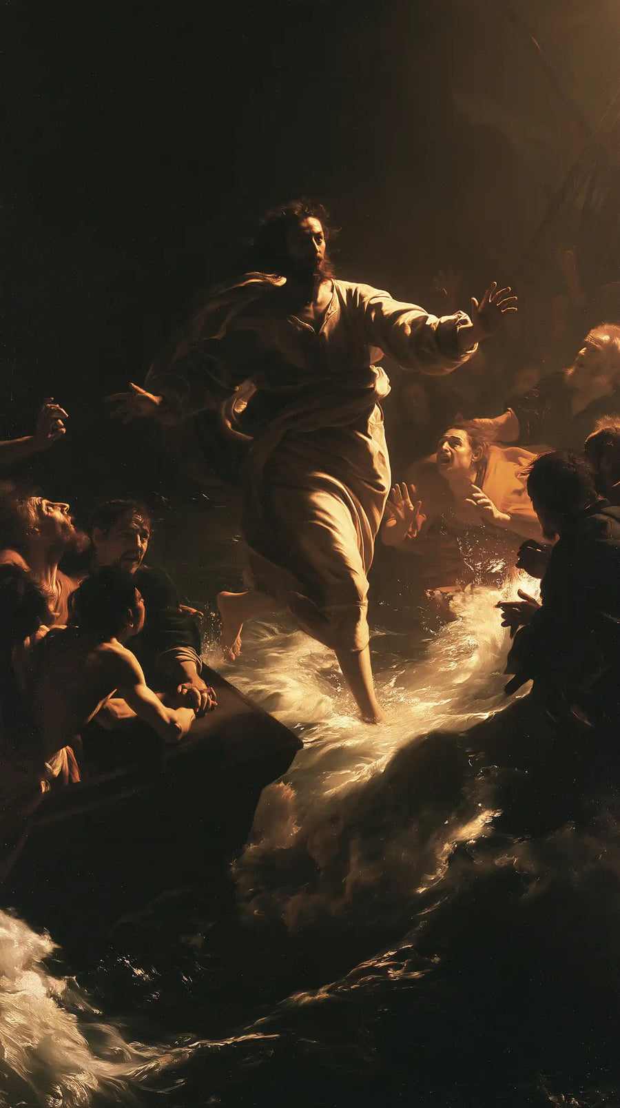 Jesus Walking on Water — The Bright Path between Human Shadows