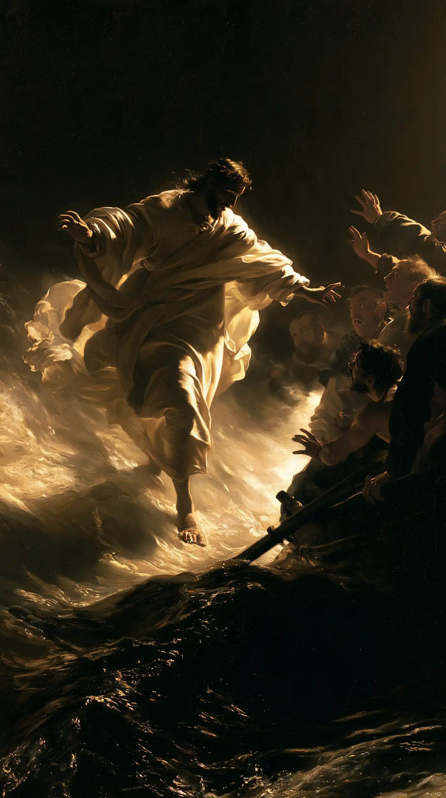 Jesus Walking on Water — The Bright Stride above the Deep