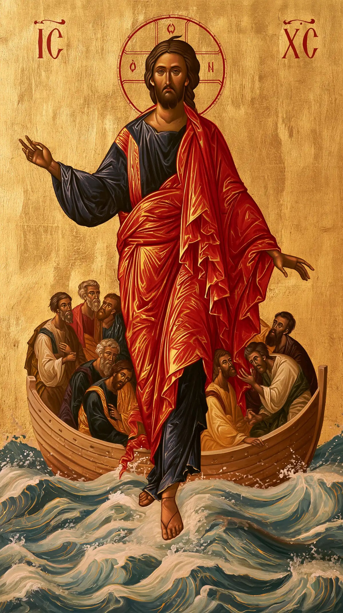Jesus Walking on Water — The Red Drapery and the Silver Waters
