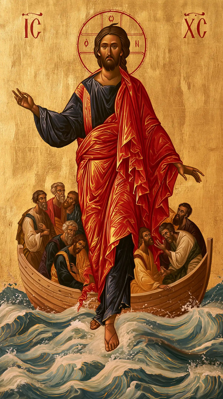 Jesus Walking on Water — The Red Drapery and the Silver Waters