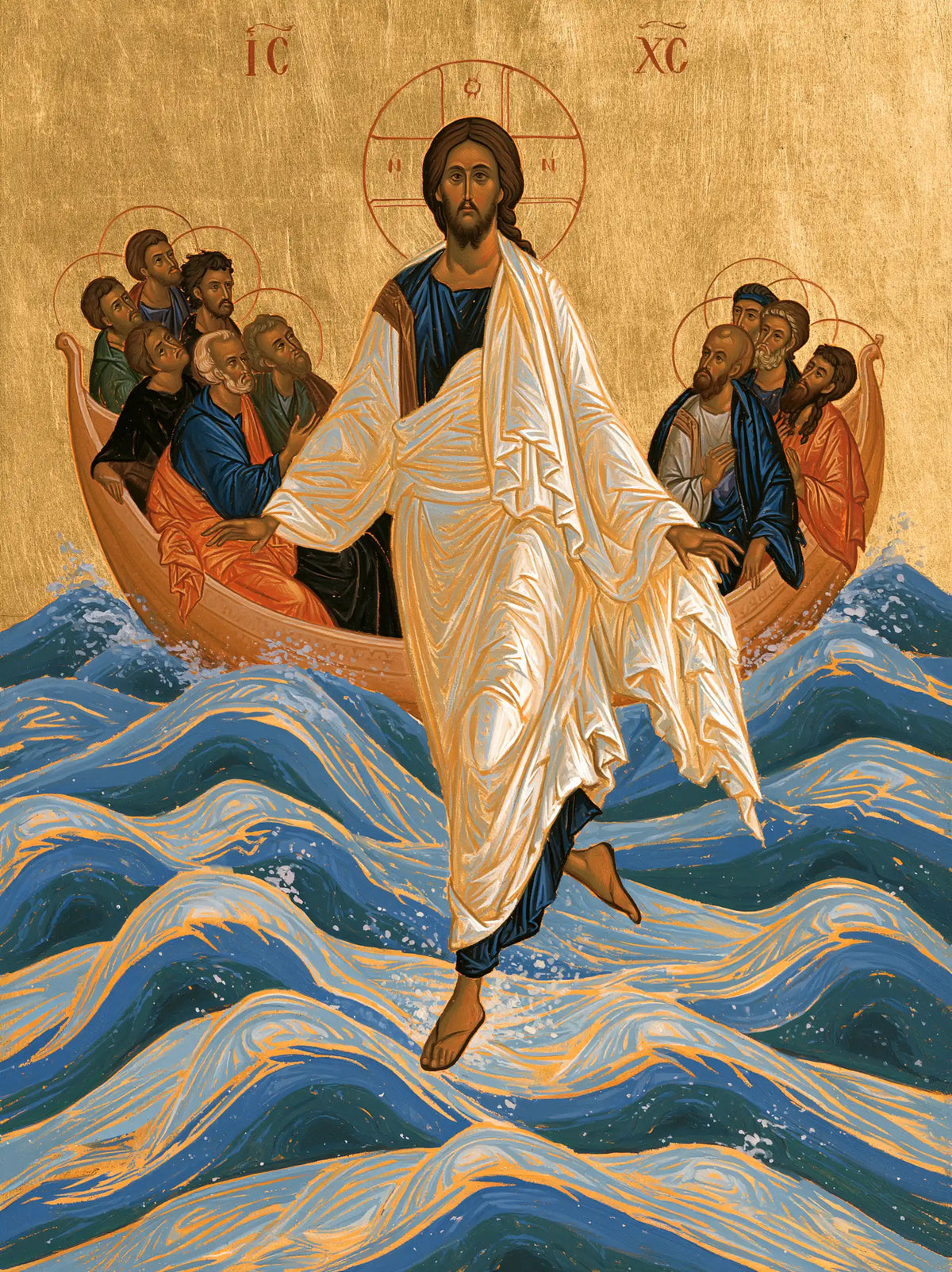 Jesus Walking on Water — Walking upon the Golden Veins of Blue