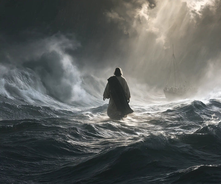 Jesus Walking on Water — Alone before the Wall of Water