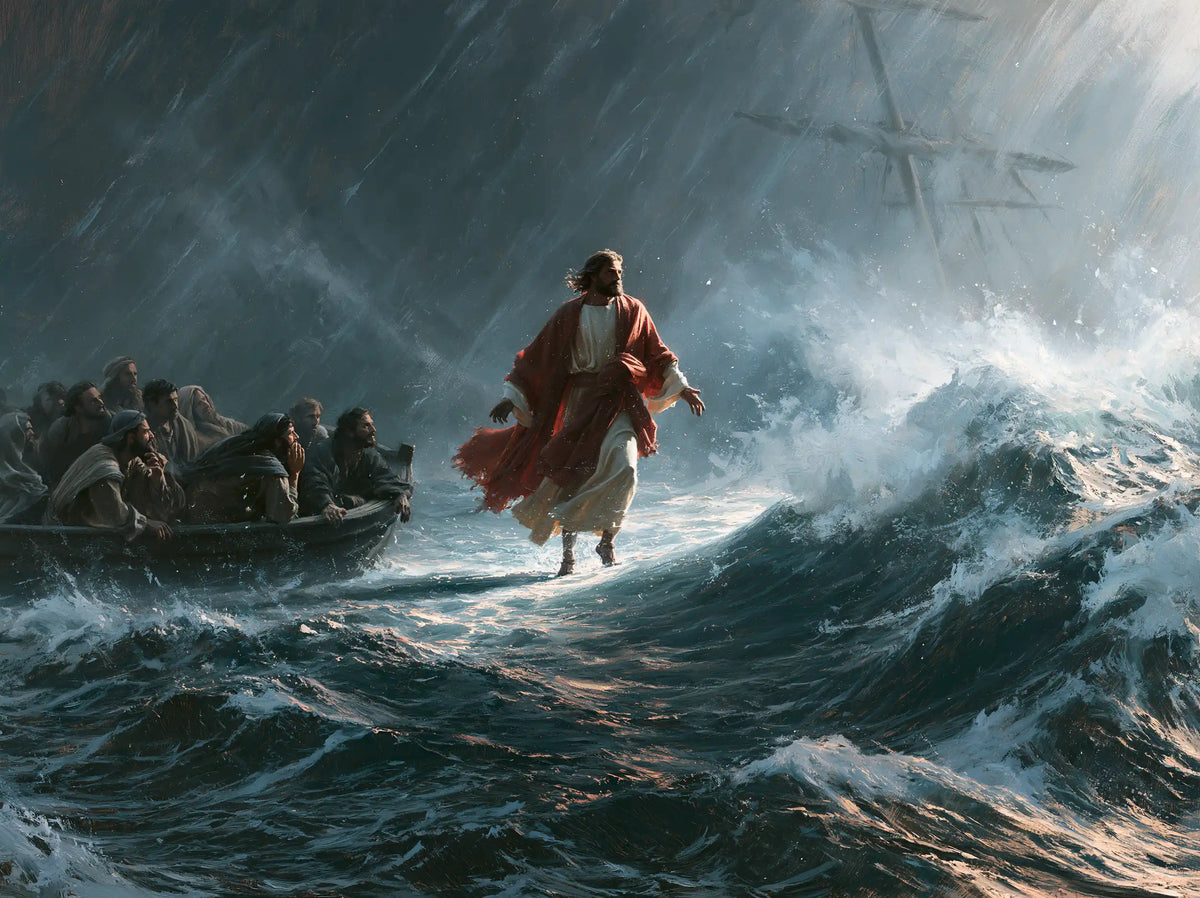 Jesus Walking on Water — Red in the Slanting Rain