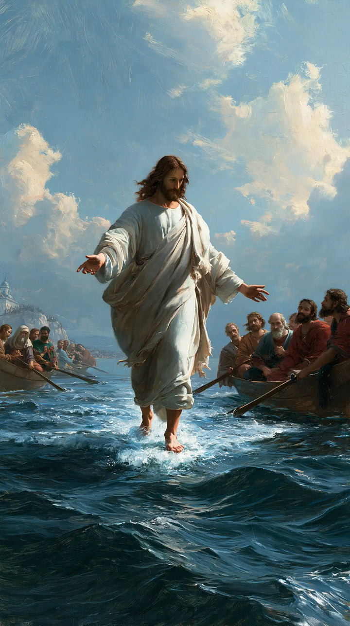 Jesus Walking on Water — White in the Open Blue Sky