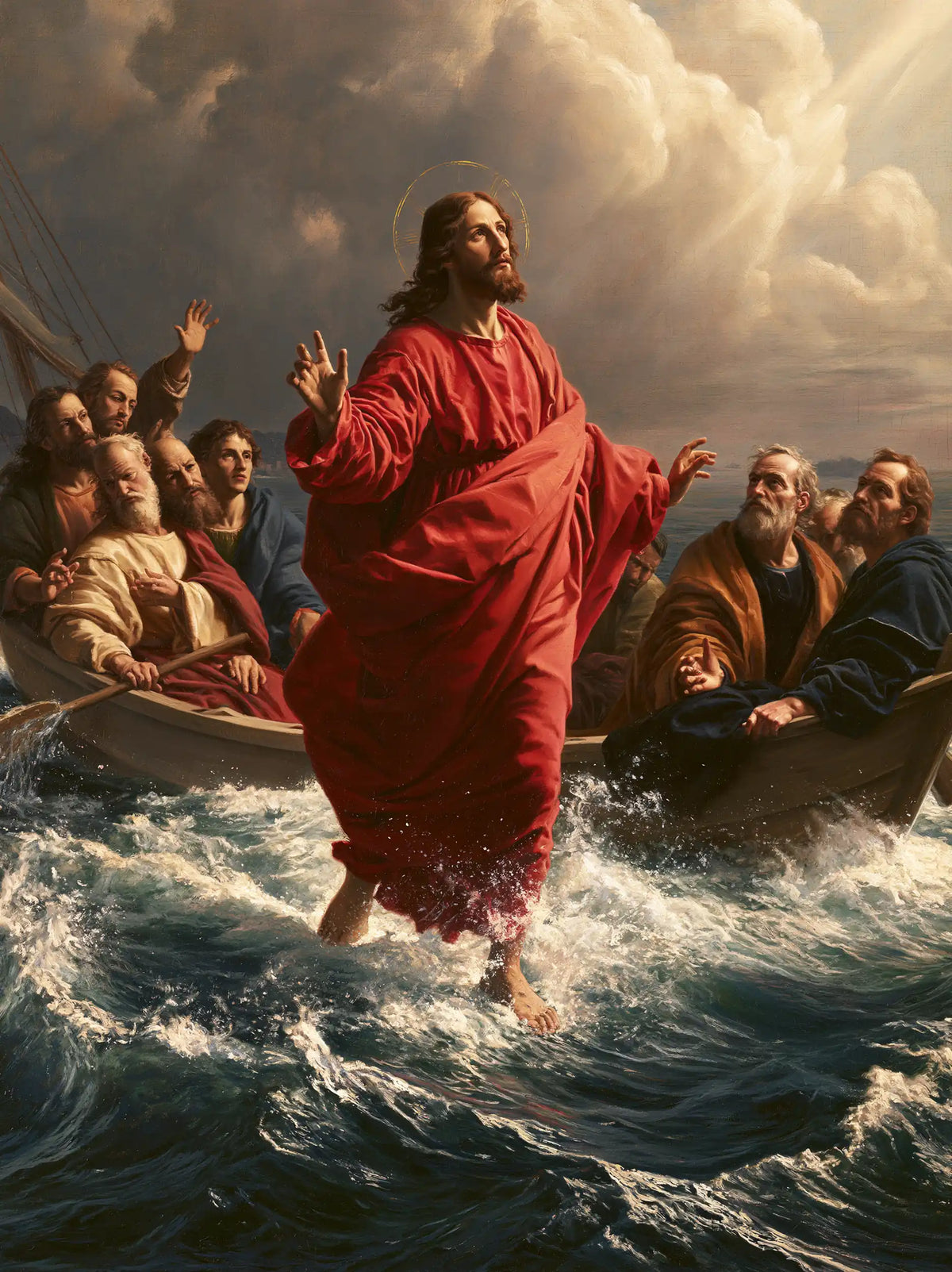 Jesus Walking on Water — Red Turned toward the Heights