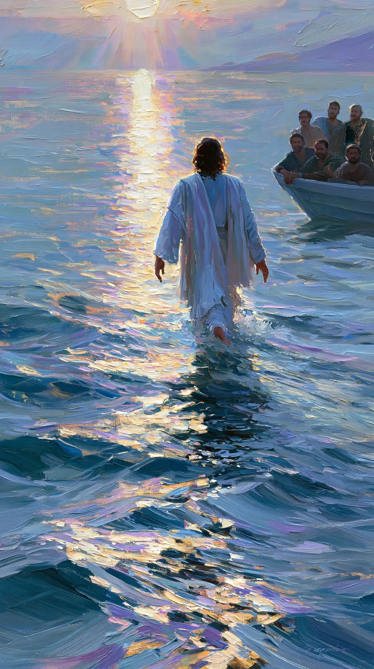 Jesus Walking on Water — The Pale Walk through Morning Colours