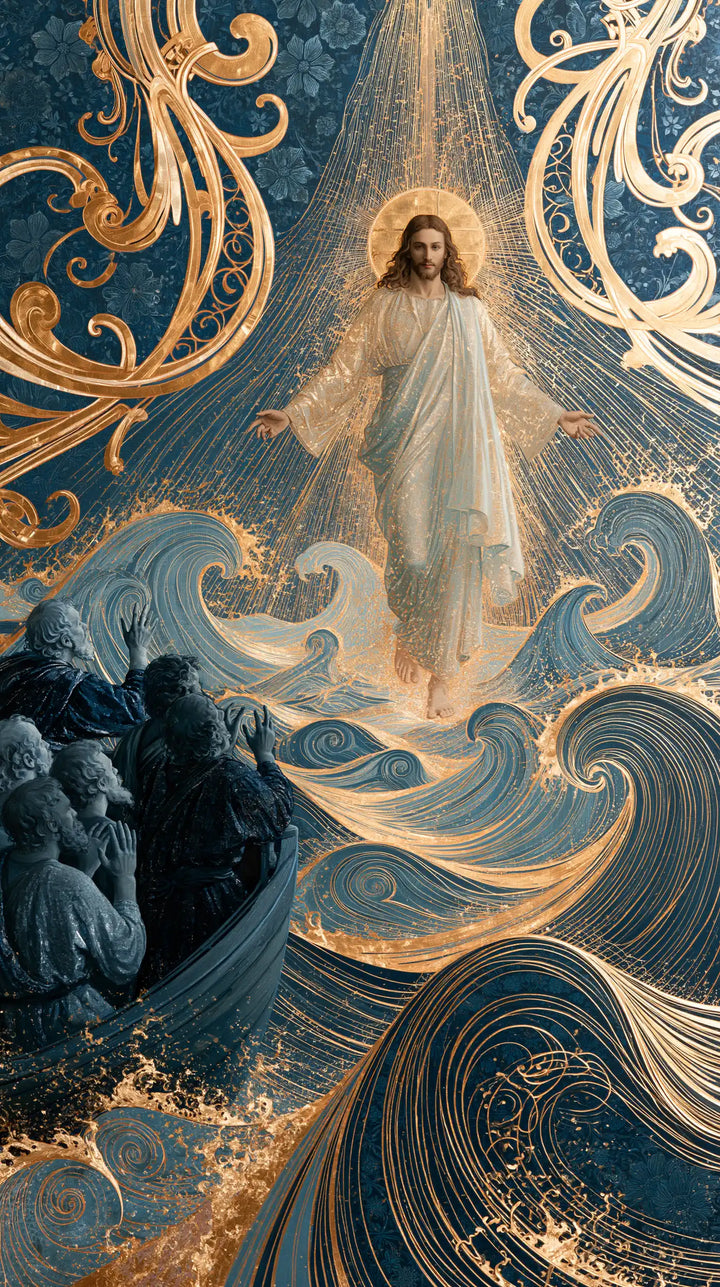 Jesus Walking on Water — Golden Rain upon Velvet Waters