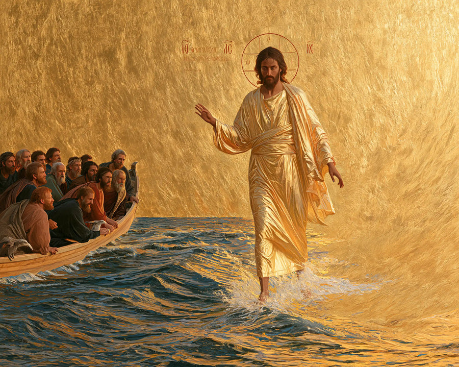 Jesus Walking on Water — The Pale Robe before the Wall of Gold
