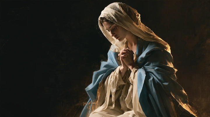 Virgin Mary in Prayer — Blue in Contemplation