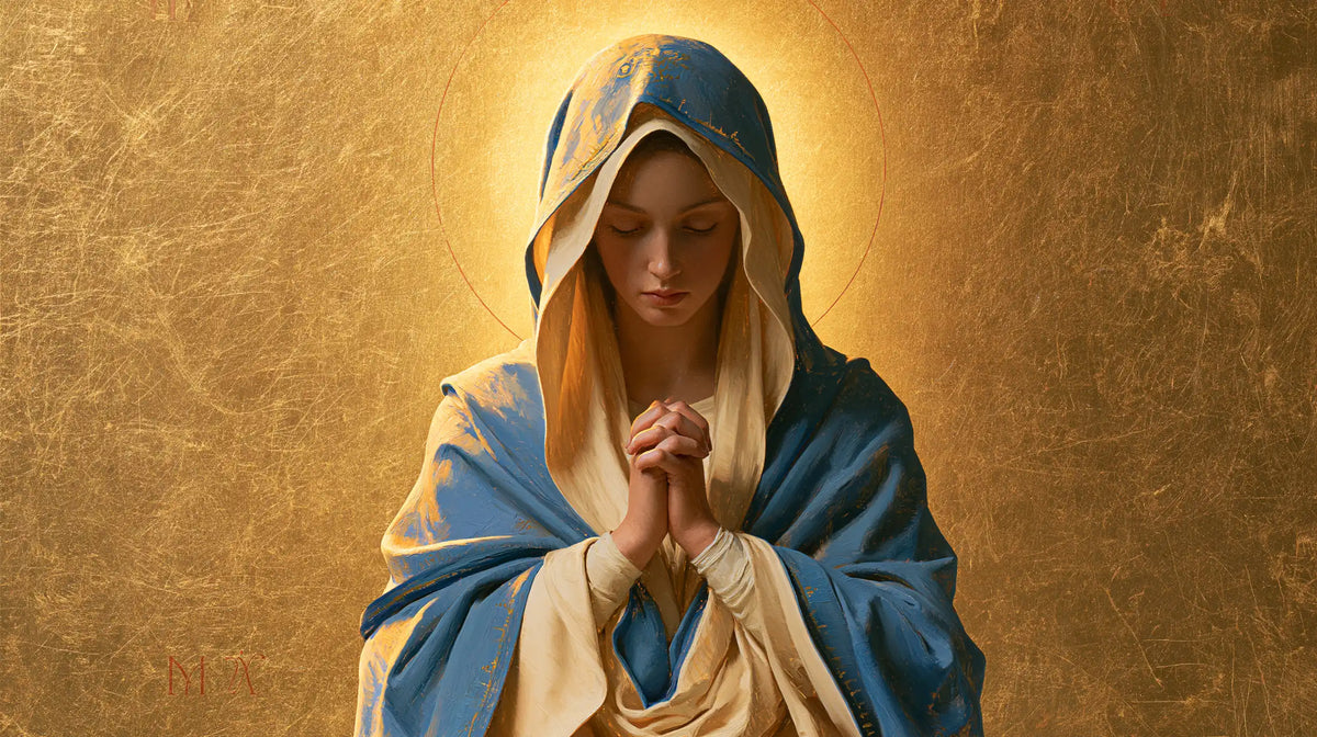 Virgin Mary in Prayer — The Crown of Diffused Light