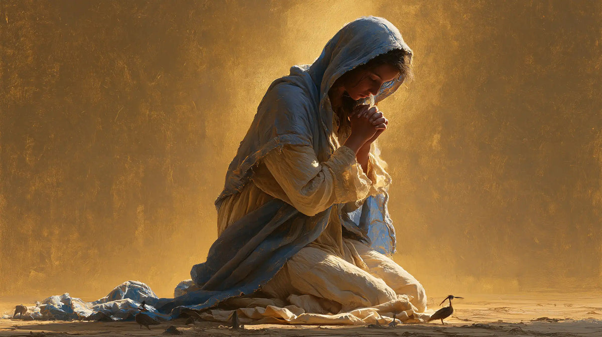 Virgin Mary in Prayer — The Prayer and the Little Bird