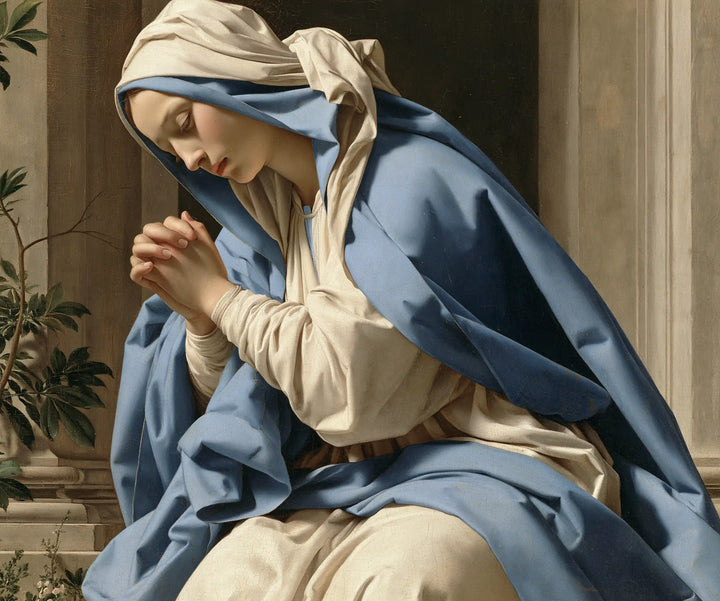 Virgin Mary in Prayer — A Confidence beside the Column