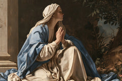 Virgin Mary in Prayer — A Gaze toward the Branches