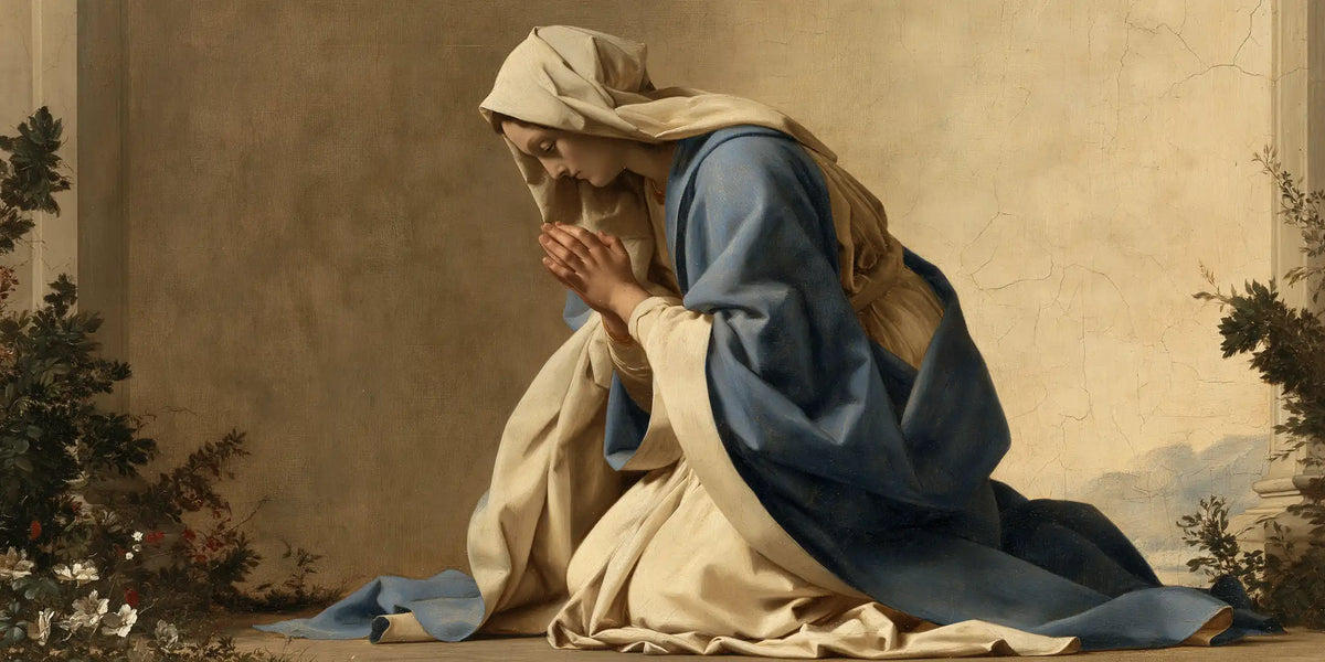 Virgin Mary in Prayer — Contemplation in Ochre Light