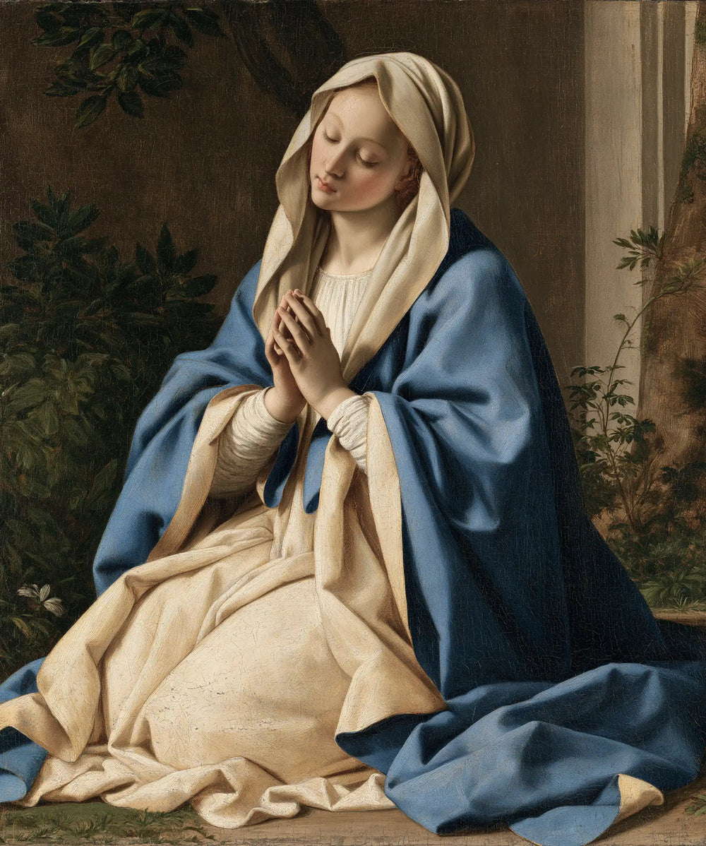 the Virgin Mary in prayer in Florentine Renaissance style, portrait Christian artwork no. 44