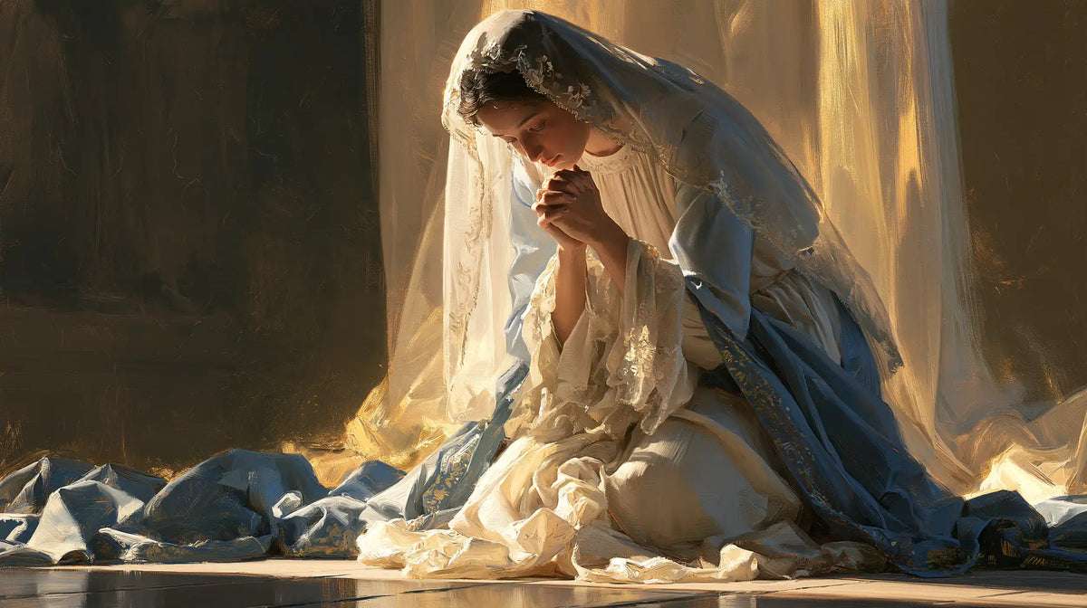 Virgin Mary in Prayer — Light beside the Polished Floor