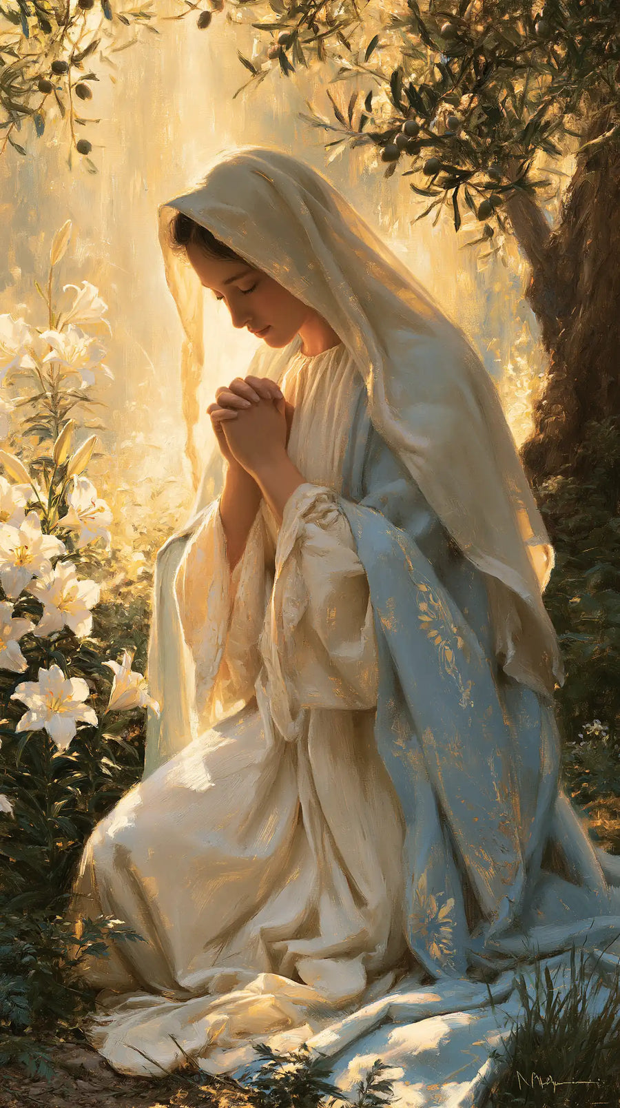 Virgin Mary in Prayer - Mary in a Biblical Interior · Portrait n° 7