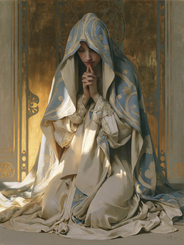 Virgin Mary in Prayer - Sacred Art Nouveau · Portrait n° 35