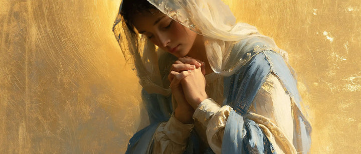 Virgin Mary in Prayer — The Cheek above Joined Hands