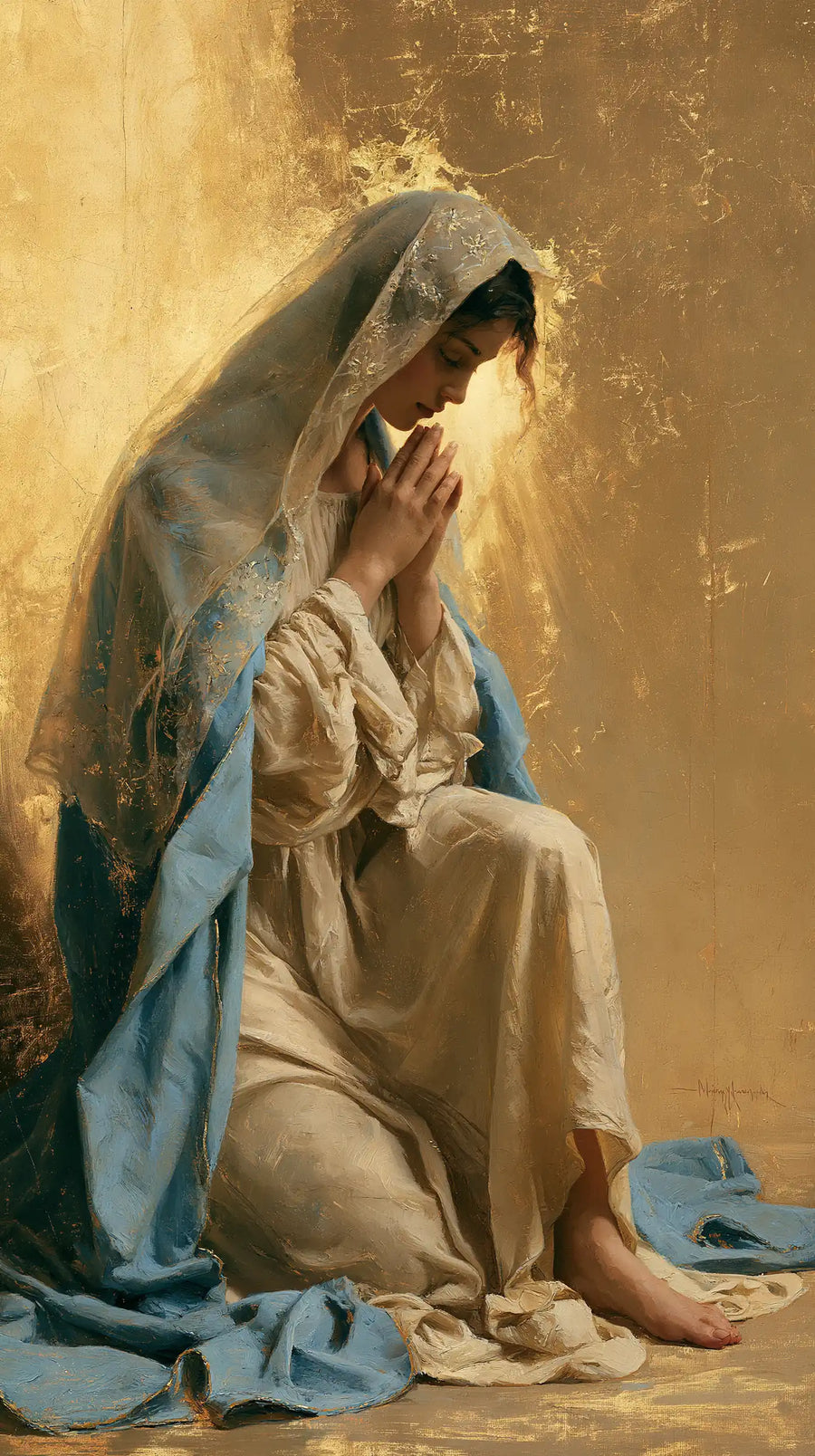 Virgin Mary in Prayer - Sacred Gold · Portrait n° 3