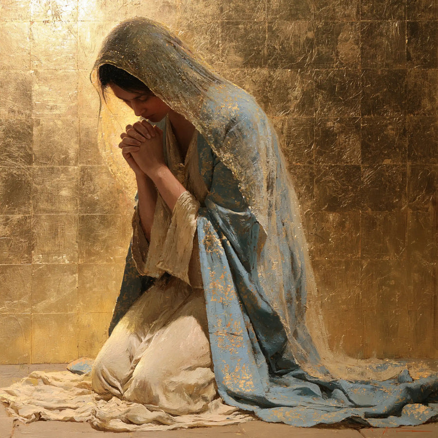 Virgin Mary in Prayer - Sacred Gold · Square n° 4