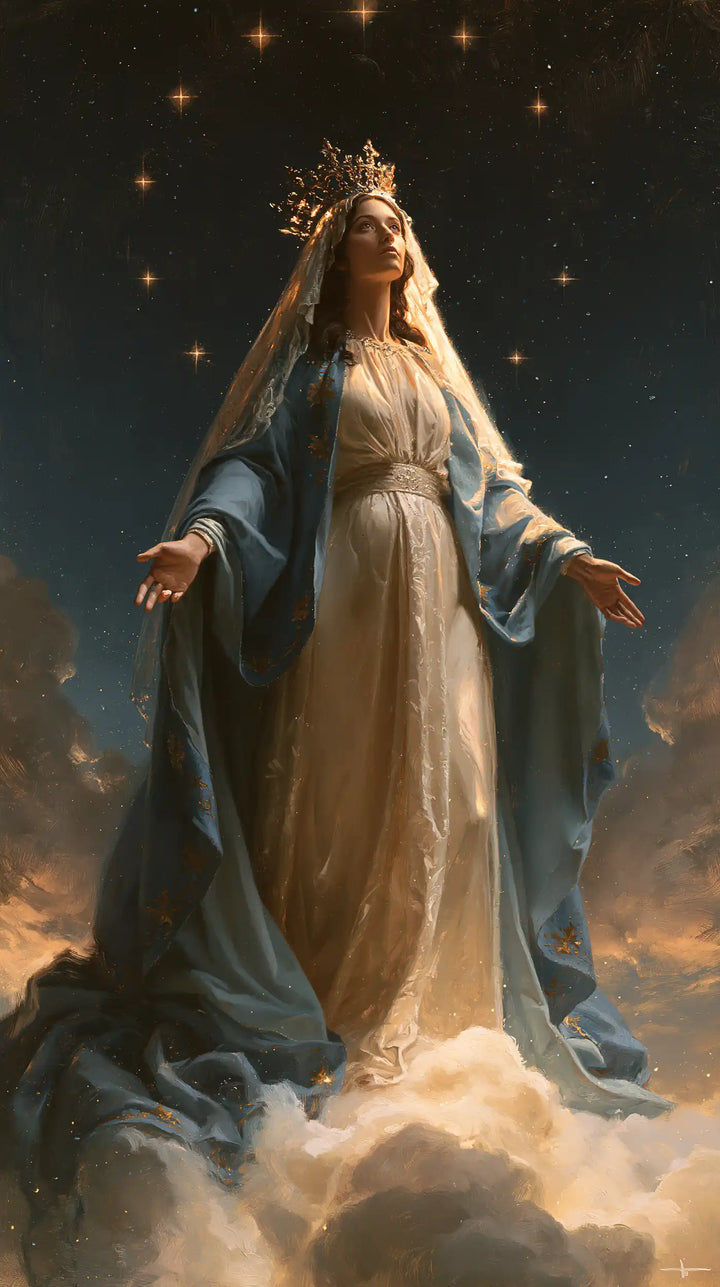 Mary, Queen of Heaven — Open Arms in the Heavenly Vigil