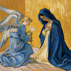 Mary Receiving the Lily – Post-Impressionist Annunciation · Square