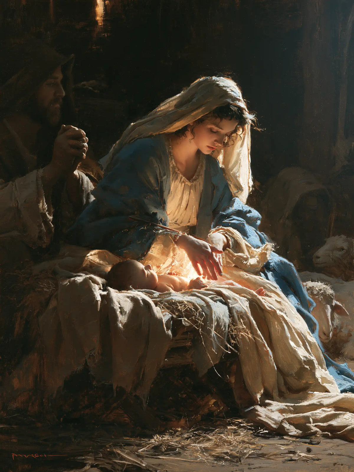 The Nativity — Hands Upon the Illuminated Cloth