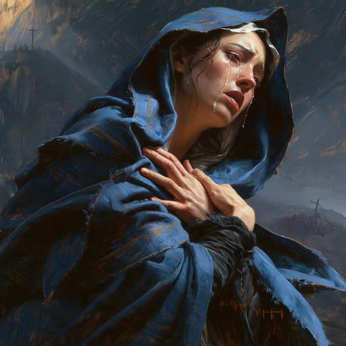 Our Lady of Sorrows — Sorrow Carried by Blue Folds