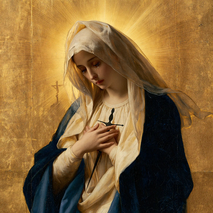 Our Lady of Sorrows — The Heart beneath the Wheat-Colored Veil