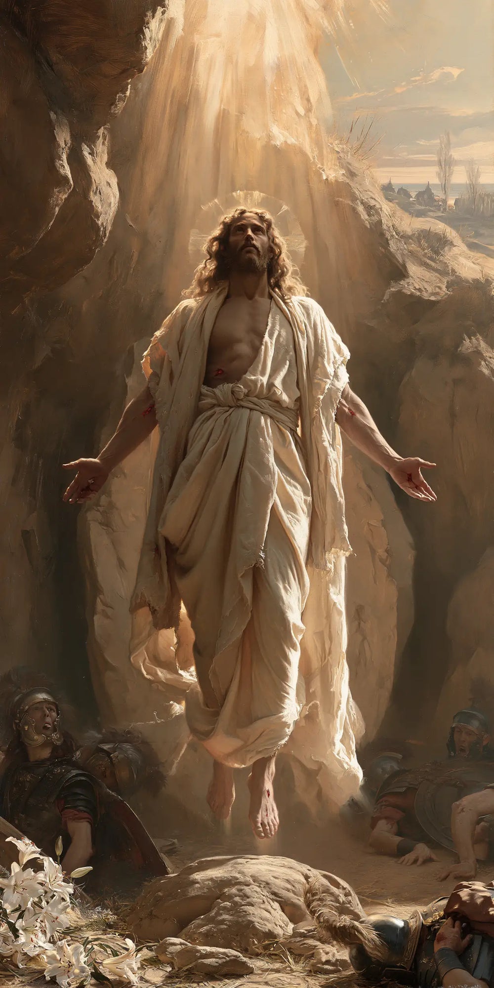 Resurrection of Jesus Christ in Expressionist style, portrait Christian artwork no. 3