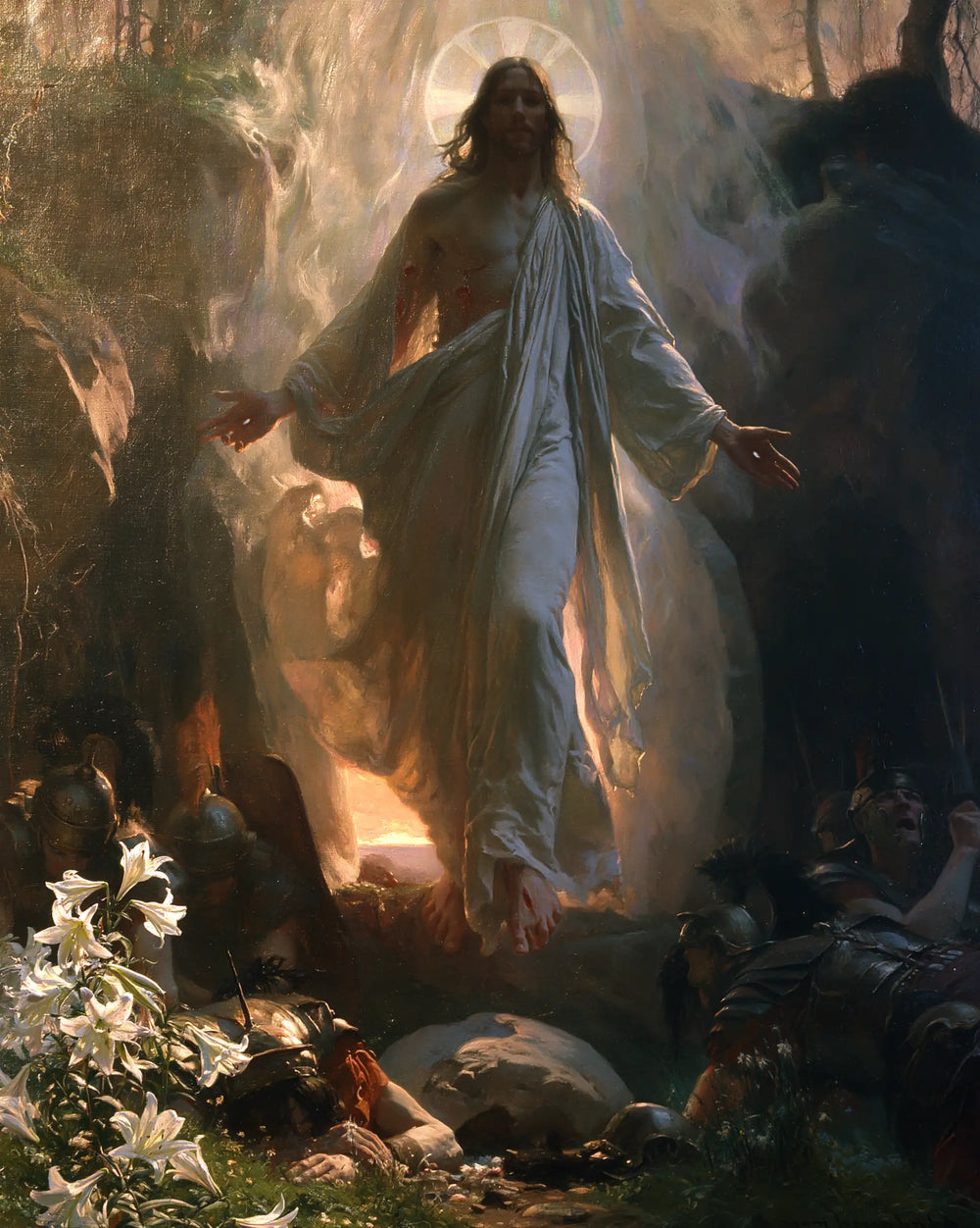 Resurrection of Jesus Christ in Expressionist style, portrait Christian artwork no. 20