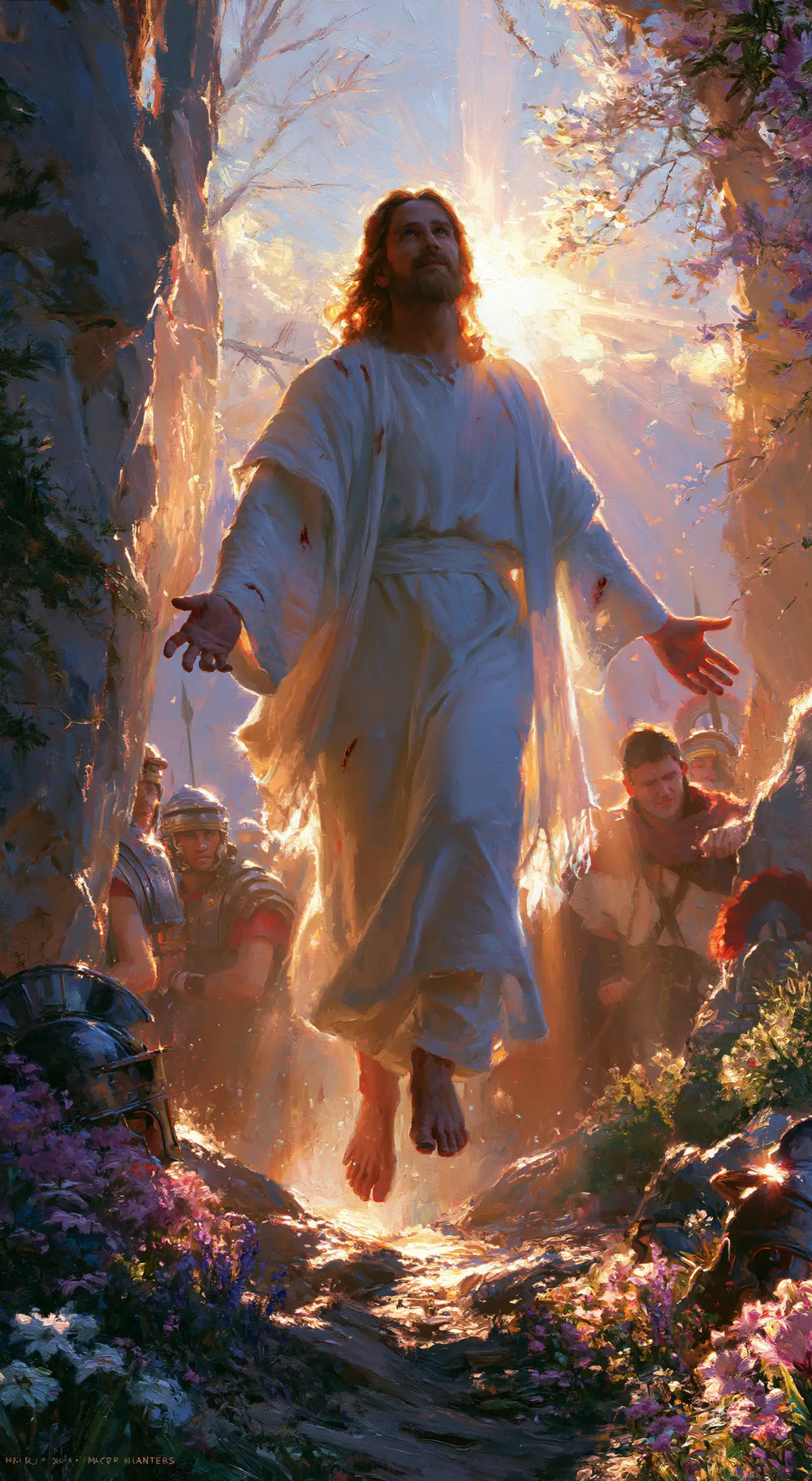 Resurrection of Jesus Christ in Impressionist style, portrait Christian artwork no. 6