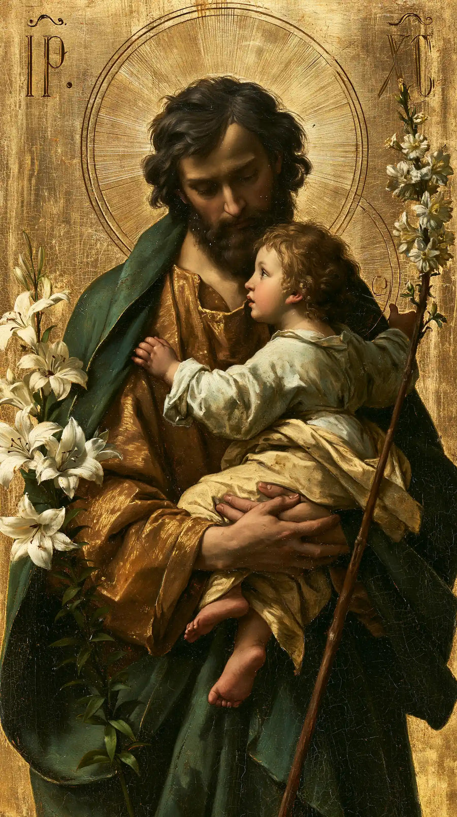 Saint Joseph with the Child Jesus – Sacred Gold · Portrait no. 1