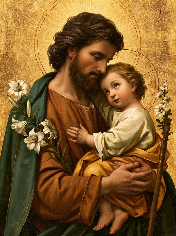 Saint Joseph with the Child Jesus – Sacred Gold · Portrait no. 10