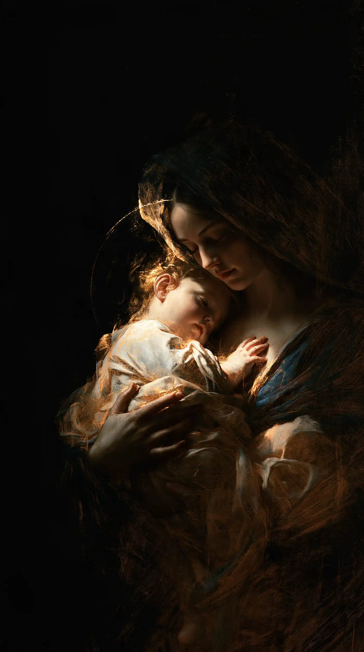 Virgin Mary and Child Jesus - Black and Gold · Portrait n° 13