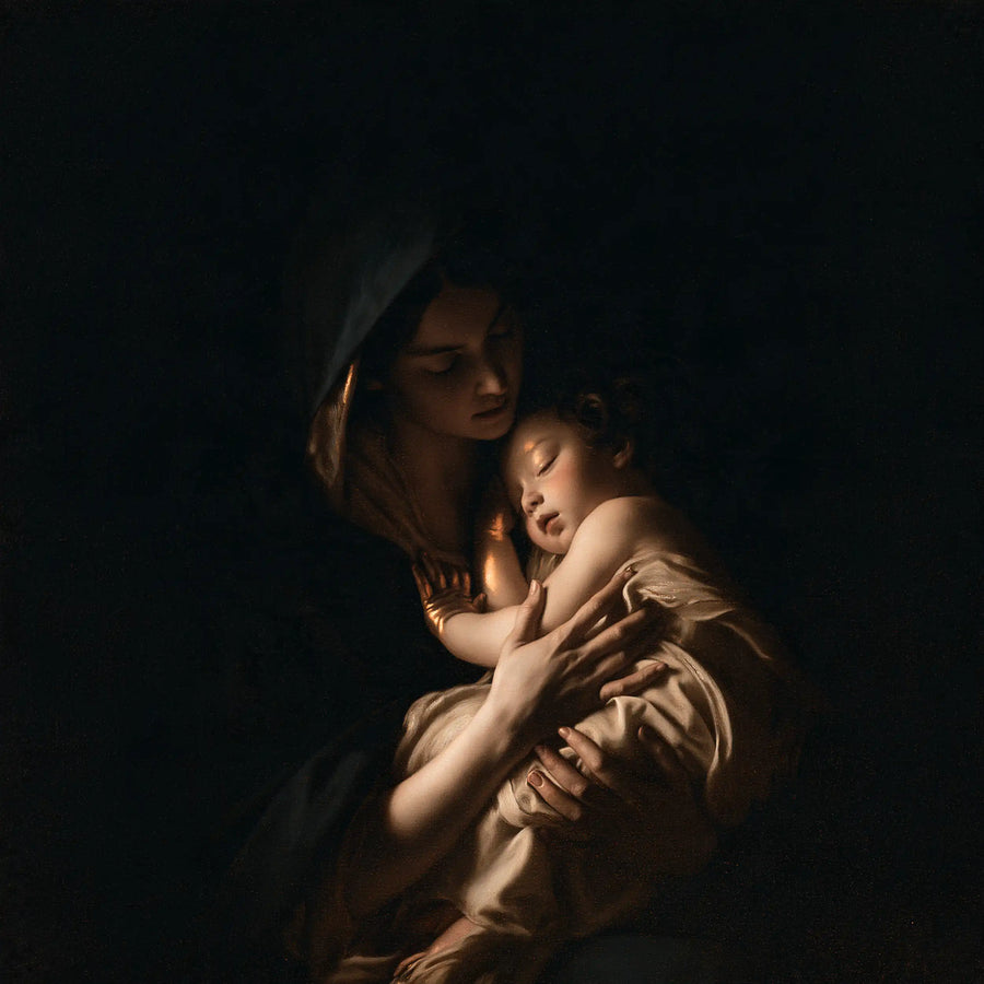 Virgin Mary and Child Jesus - Black and Gold · Square n° 9