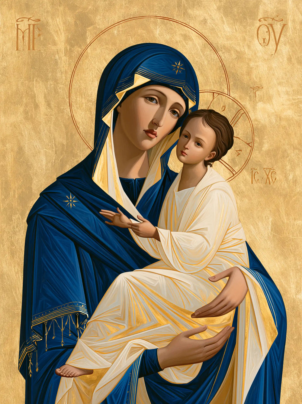 the Virgin Mary and the Child Jesus in Contemporary Byzantine style, portrait Christian artwork no. 27