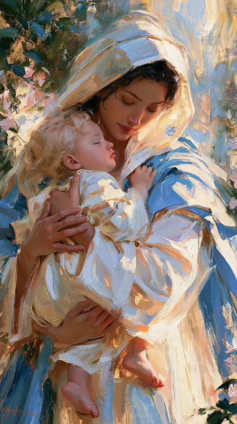 Virgin Mary and Child Jesus - Impressionist · Portrait n° 7