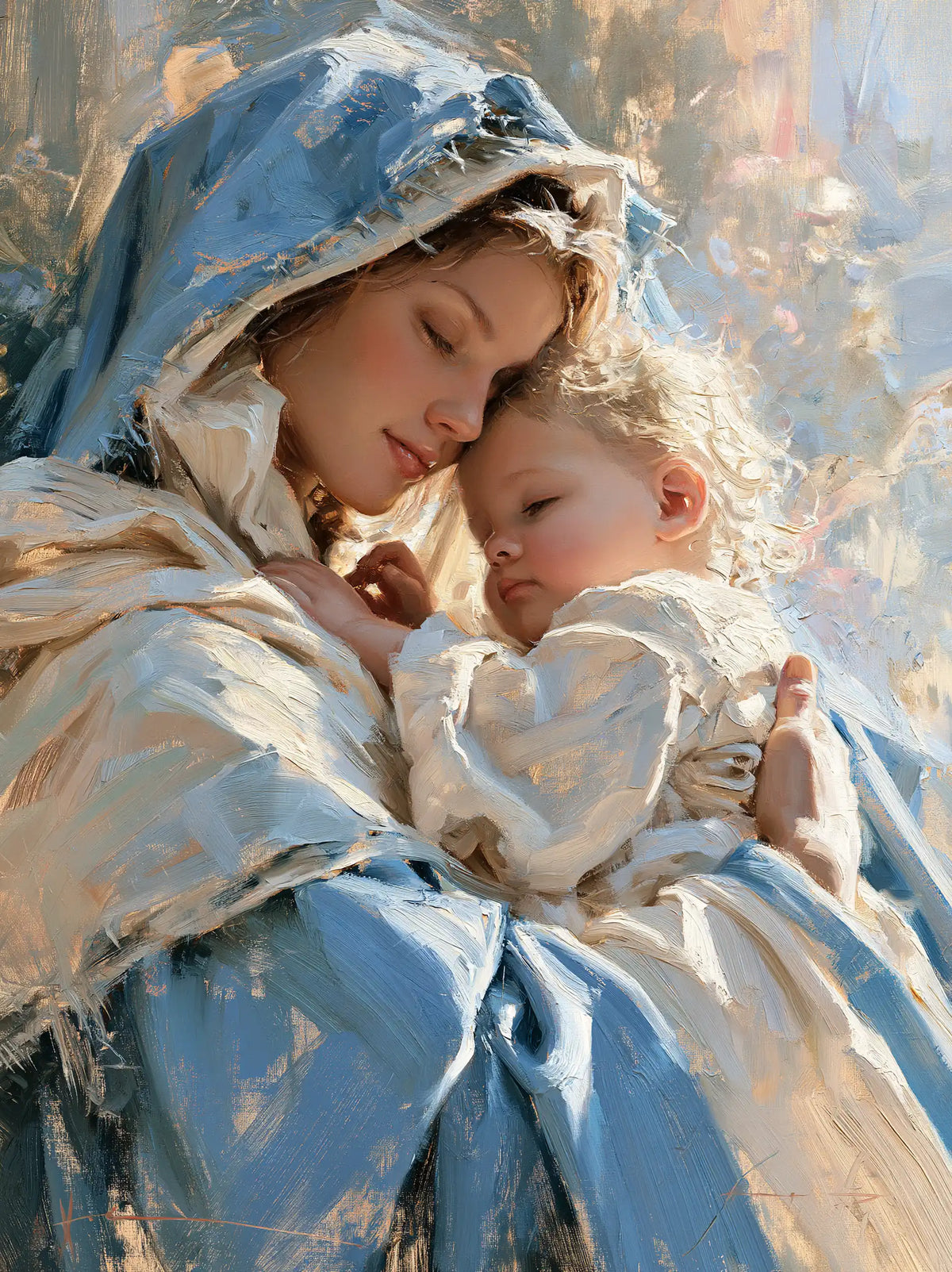 The Virgin and Child — A Cheek Nestled in Gentle Blue