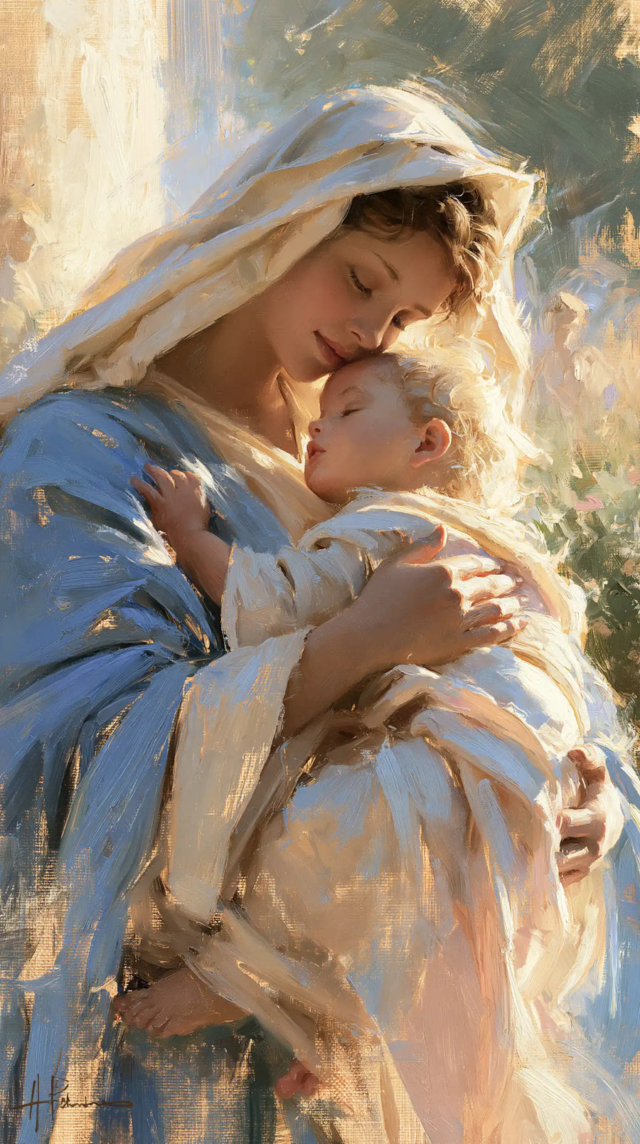 Virgin Mary and Child Jesus - Impressionist · Portrait n° 20