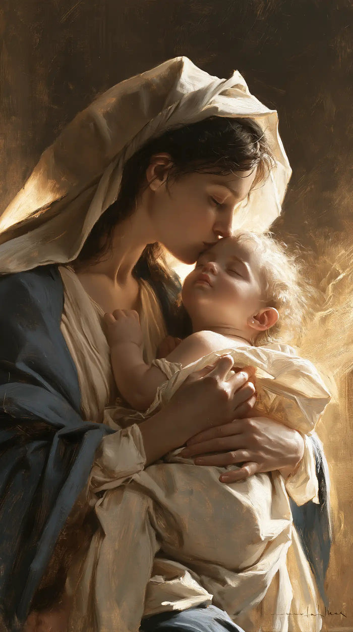 The Virgin and Child — The Little Face Raised Towards the Kiss