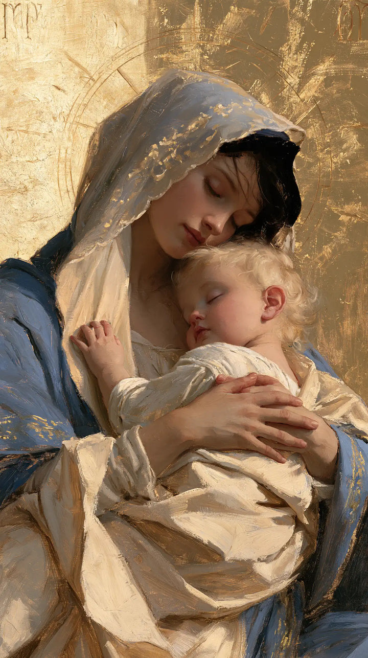 The Virgin and Child — Hands Crossed Within Quiet Gold