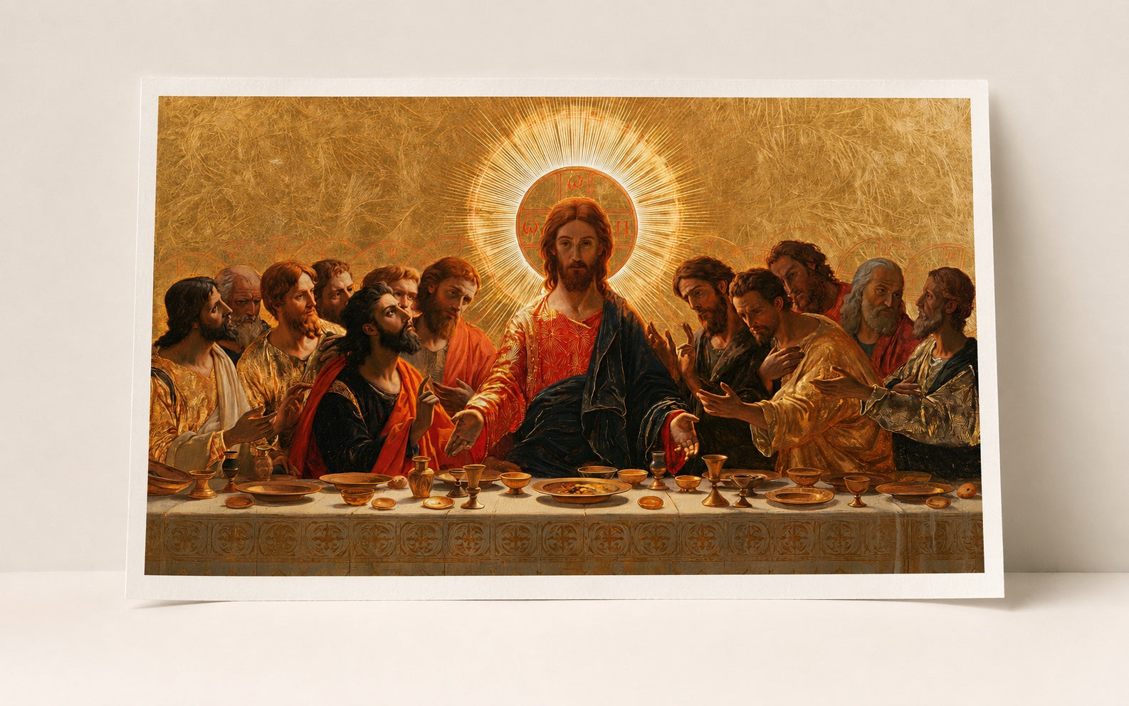 A mesma arte da Última Ceia apresentada como uma impressão em papel Fine Art sem moldura